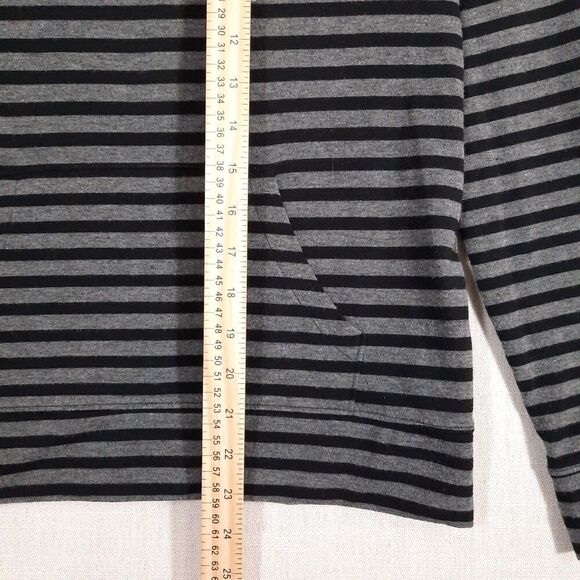 Old Navy Henley Hoodie Size Small Charcoal Stripe Y2K Style Kangaroo Pocket Goth - Picture 11 of 15